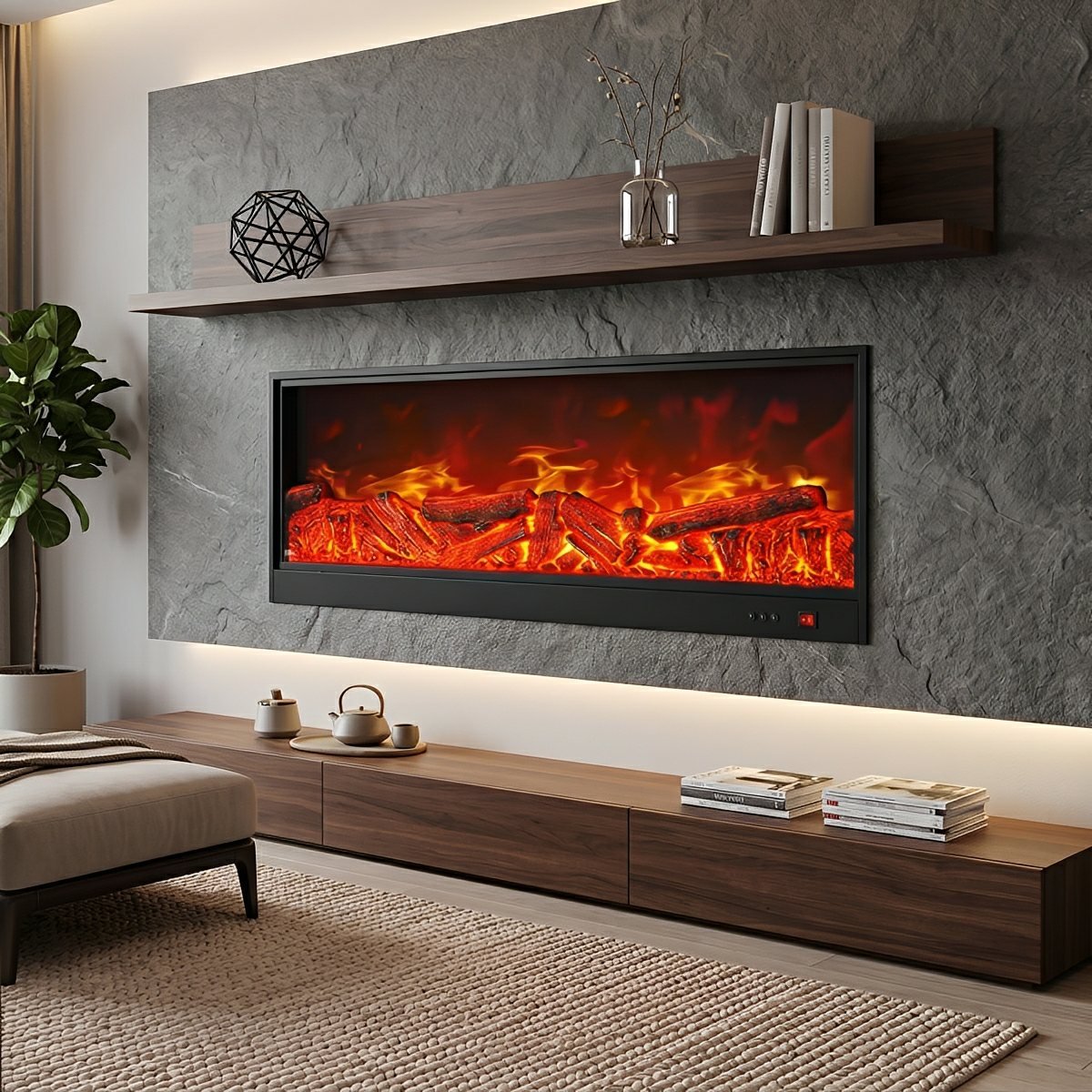 Modern 3D Simulated LED Flame Electric Fireplace Wall Heater - Flare Shack