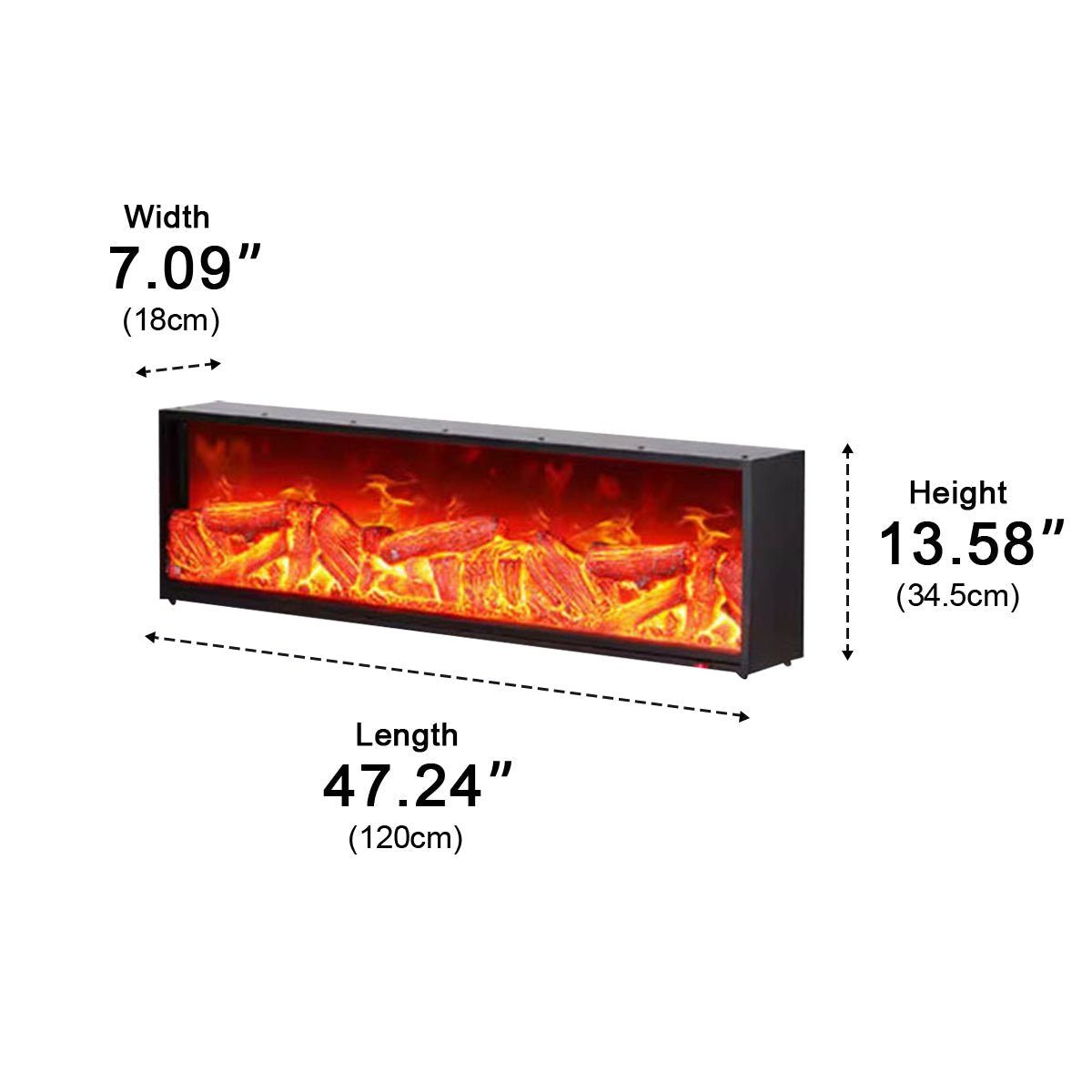 Modern 3D Simulated LED Flame Electric Fireplace Wall Heater