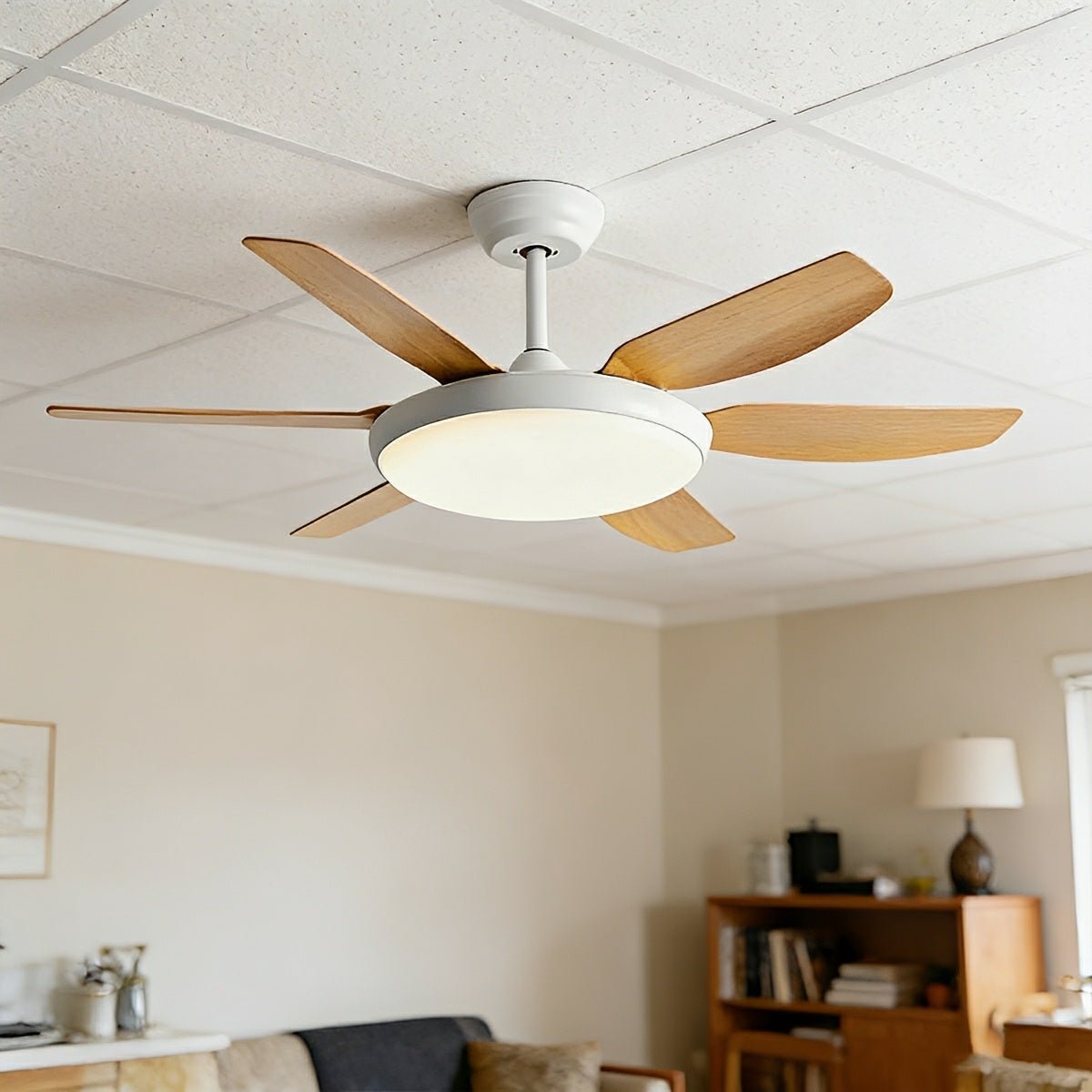 Modern 6 - Blade Scandinavian Minimalist Ceiling Fan with LED Light - Flare Shack