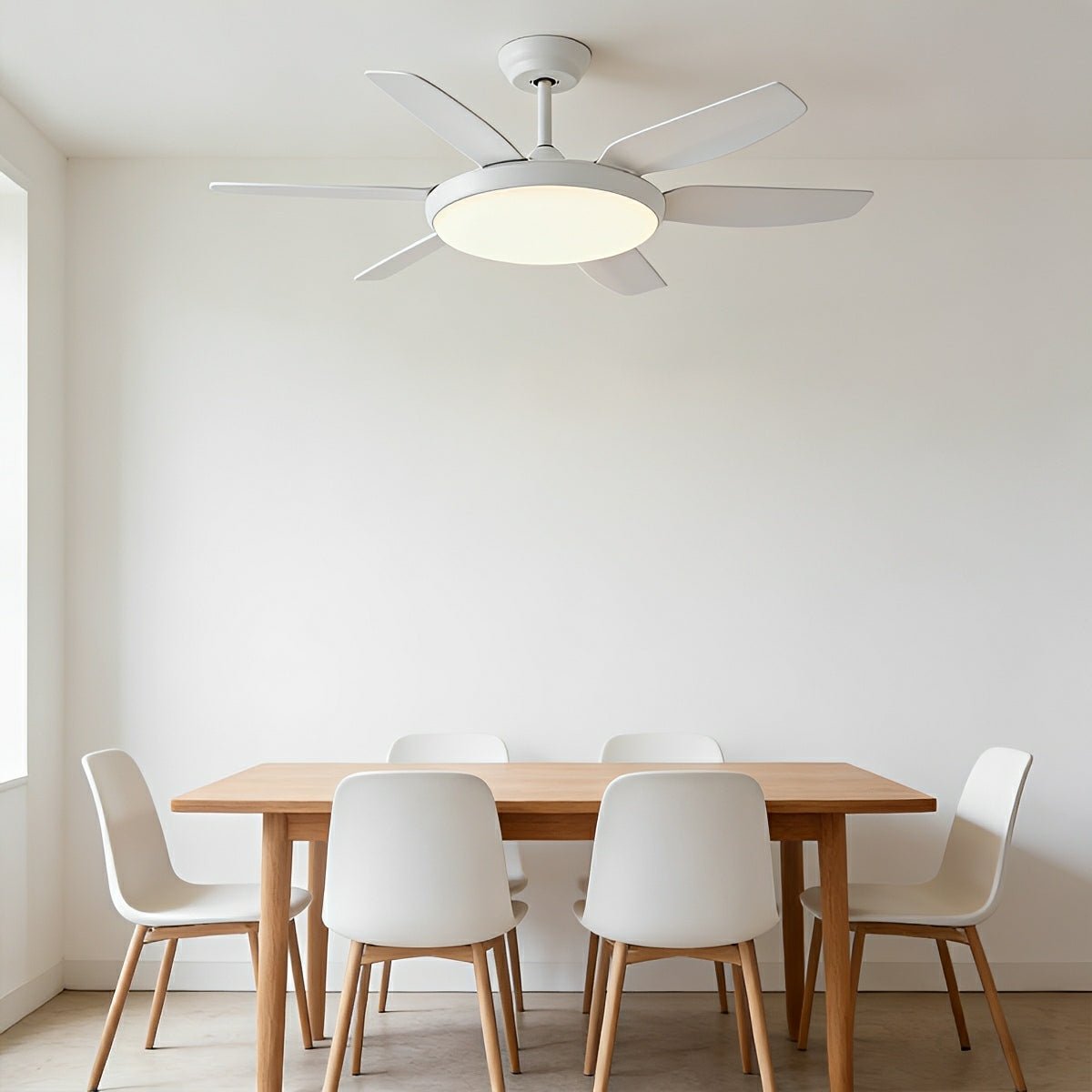 Modern 6 - Blade Scandinavian Minimalist Ceiling Fan with LED Light - Flare Shack