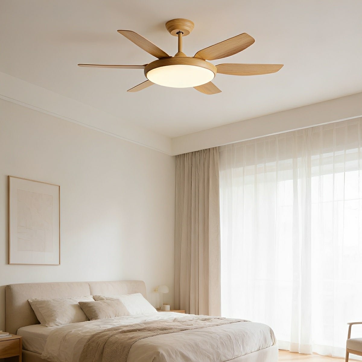 Modern 6 - Blade Scandinavian Minimalist Ceiling Fan with LED Light - Flare Shack