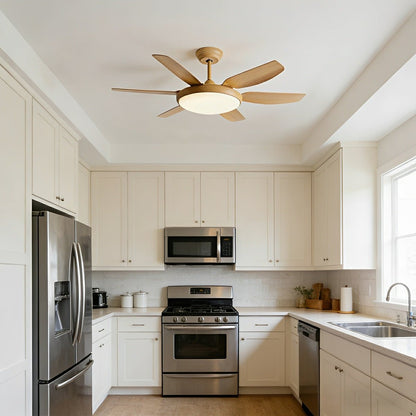 Modern 6-Blade Scandinavian Minimalist Ceiling Fan with LED Light
