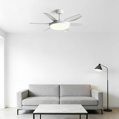 Modern 6-Blade Scandinavian Minimalist Ceiling Fan with LED Light