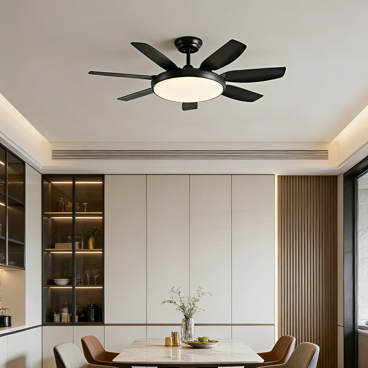 Modern 6 - Blade Scandinavian Minimalist Ceiling Fan with LED Light - Flare Shack