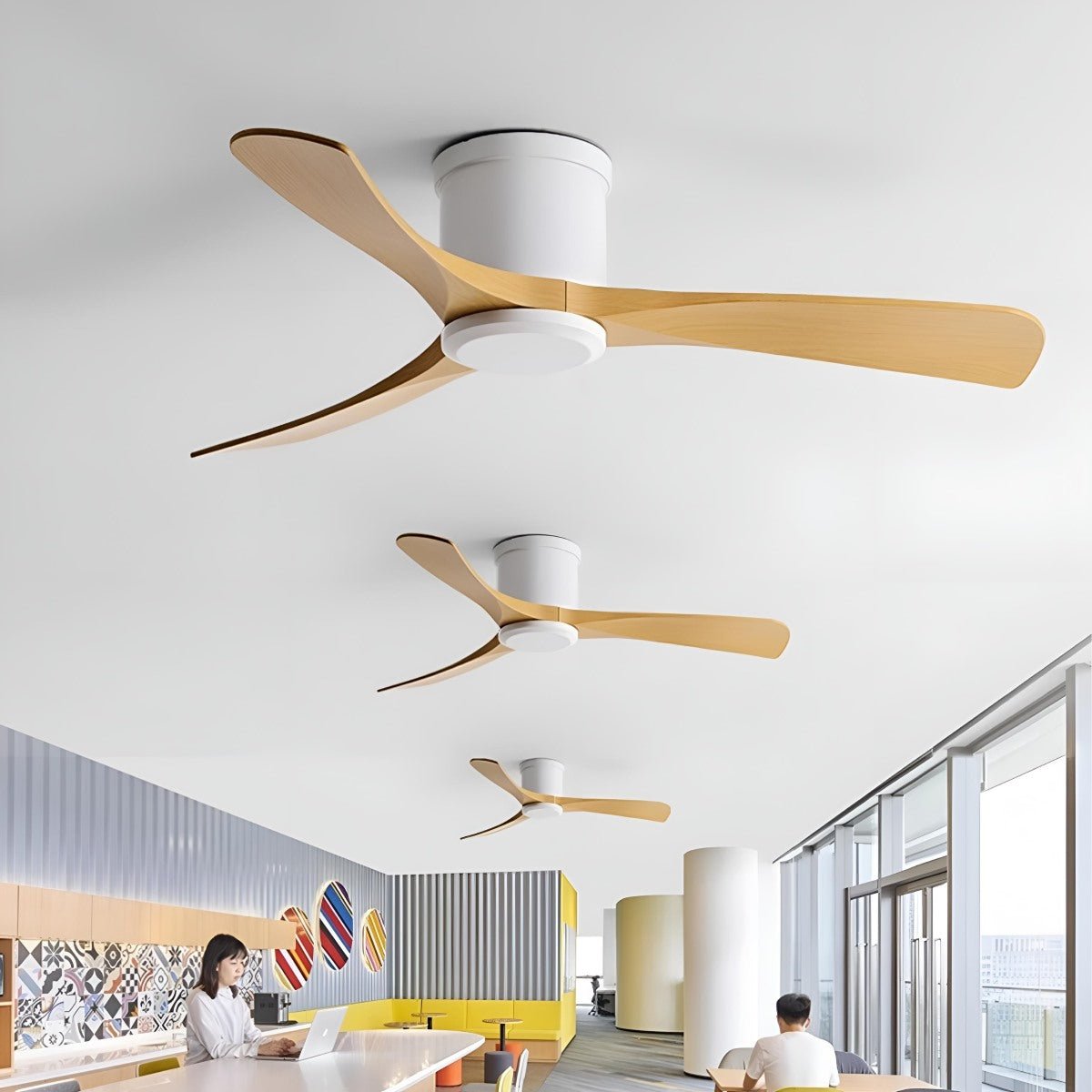 Modern 6 - speed Reverse Frequency 3 Blades Imitation Wood Ceiling Fan - Flare Shack
