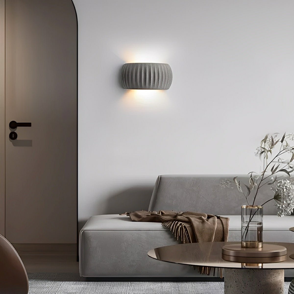 Modern Arc Concrete Carve Up and Down LED Wall Sconces