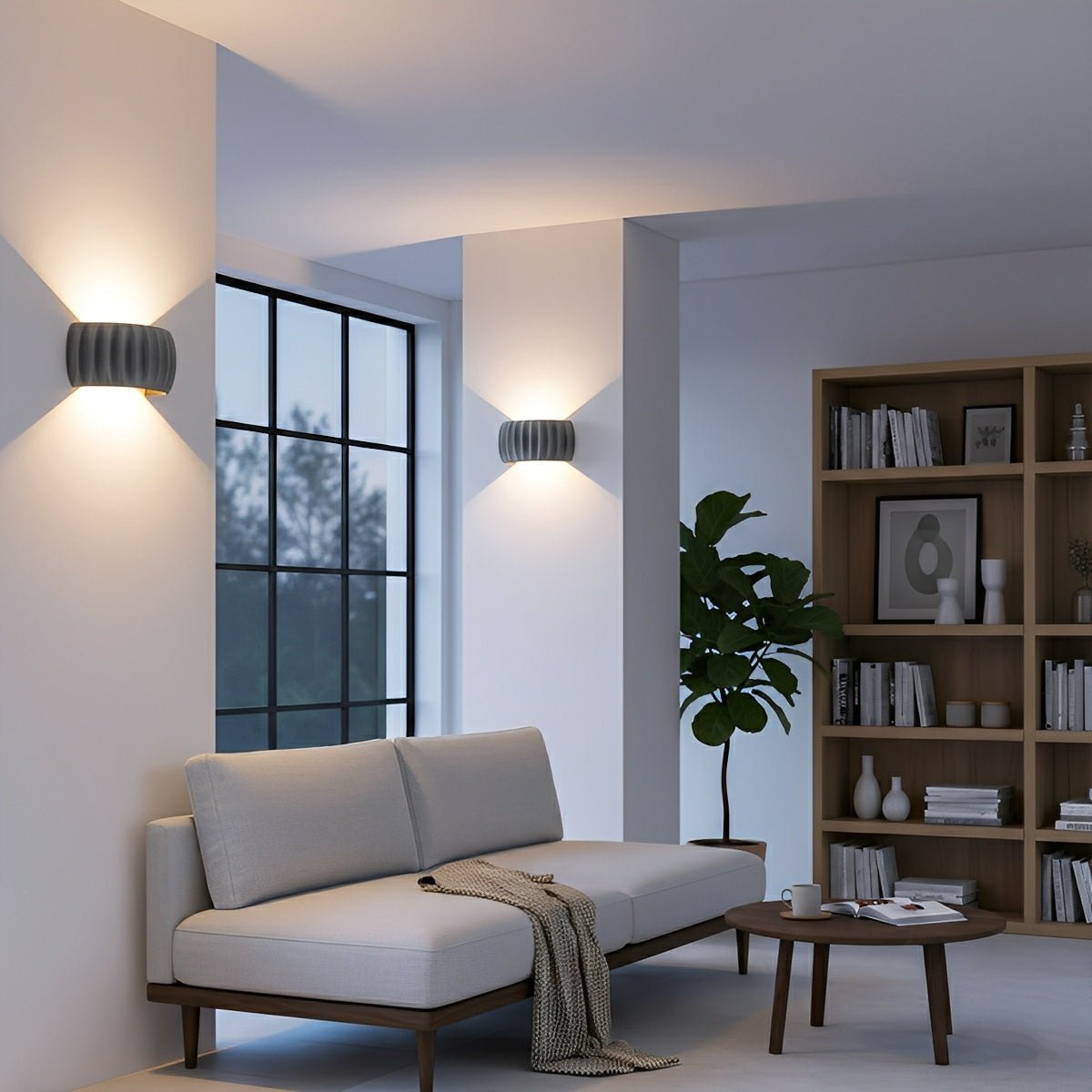Modern Arc Concrete Carve Up and Down LED Wall Sconces - Flare Shack