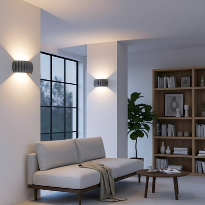 Modern Arc Concrete Carve Up and Down LED Wall Sconces - Flare Shack
