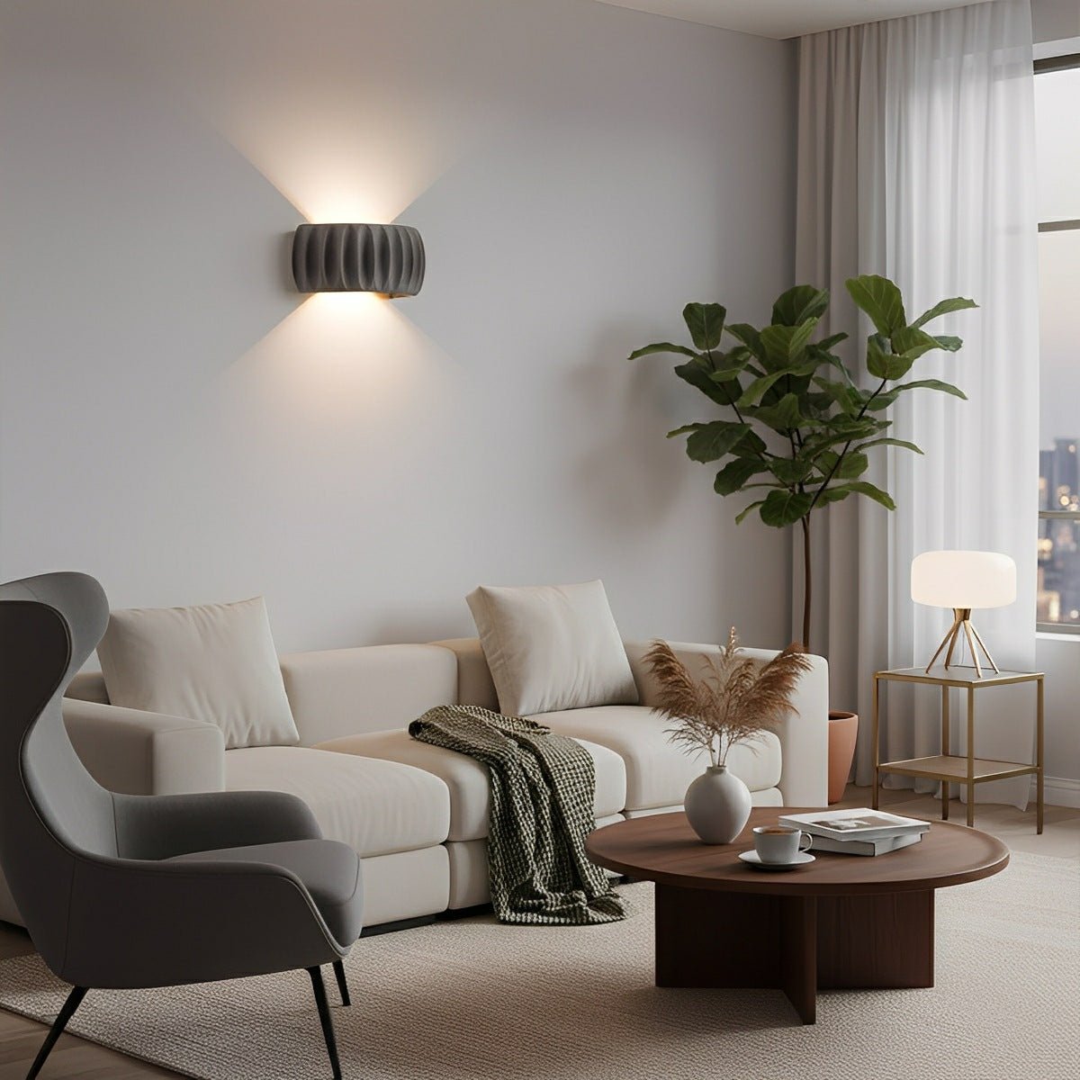 Modern Arc Concrete Carve Up and Down LED Wall Sconces