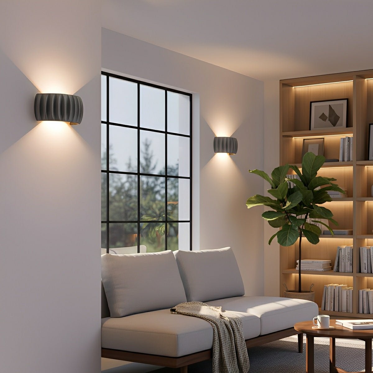 Modern Arc Concrete Carve Up and Down LED Wall Sconces - Flare Shack