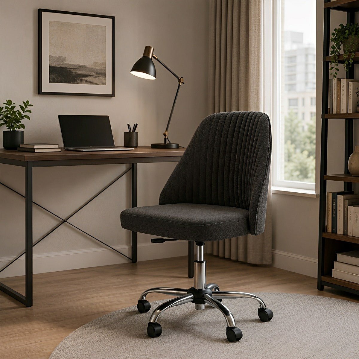 Modern Armless Office Chair with Wheels - Flare Shack