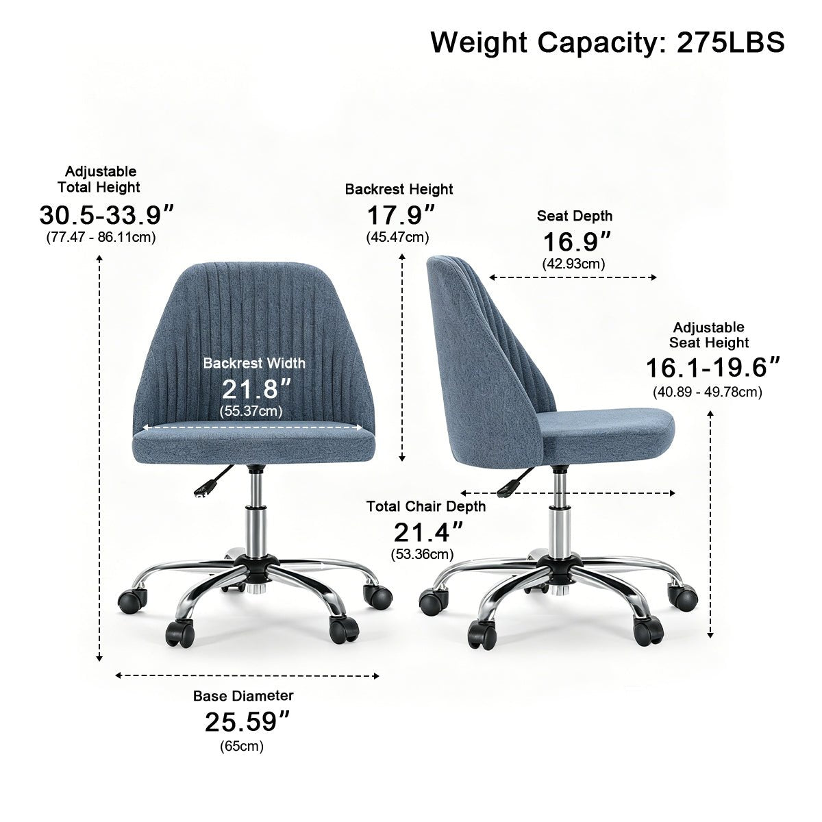 Modern Armless Office Chair with Wheels