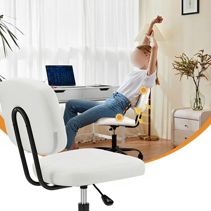 Modern Armless PU Leather Office Chair – Lumbar Support