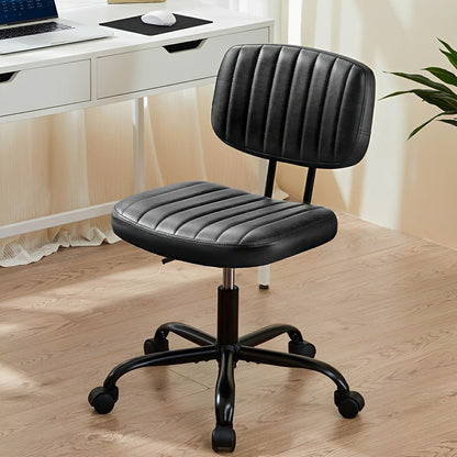 Modern Armless PU Leather Office Chair – Lumbar Support