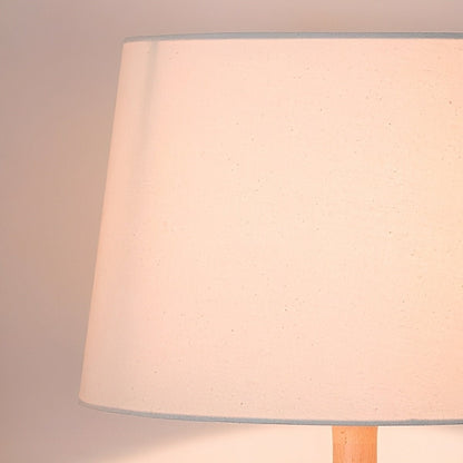 Modern Beech Wood Fabric Drum Shade LED Floor Lamp