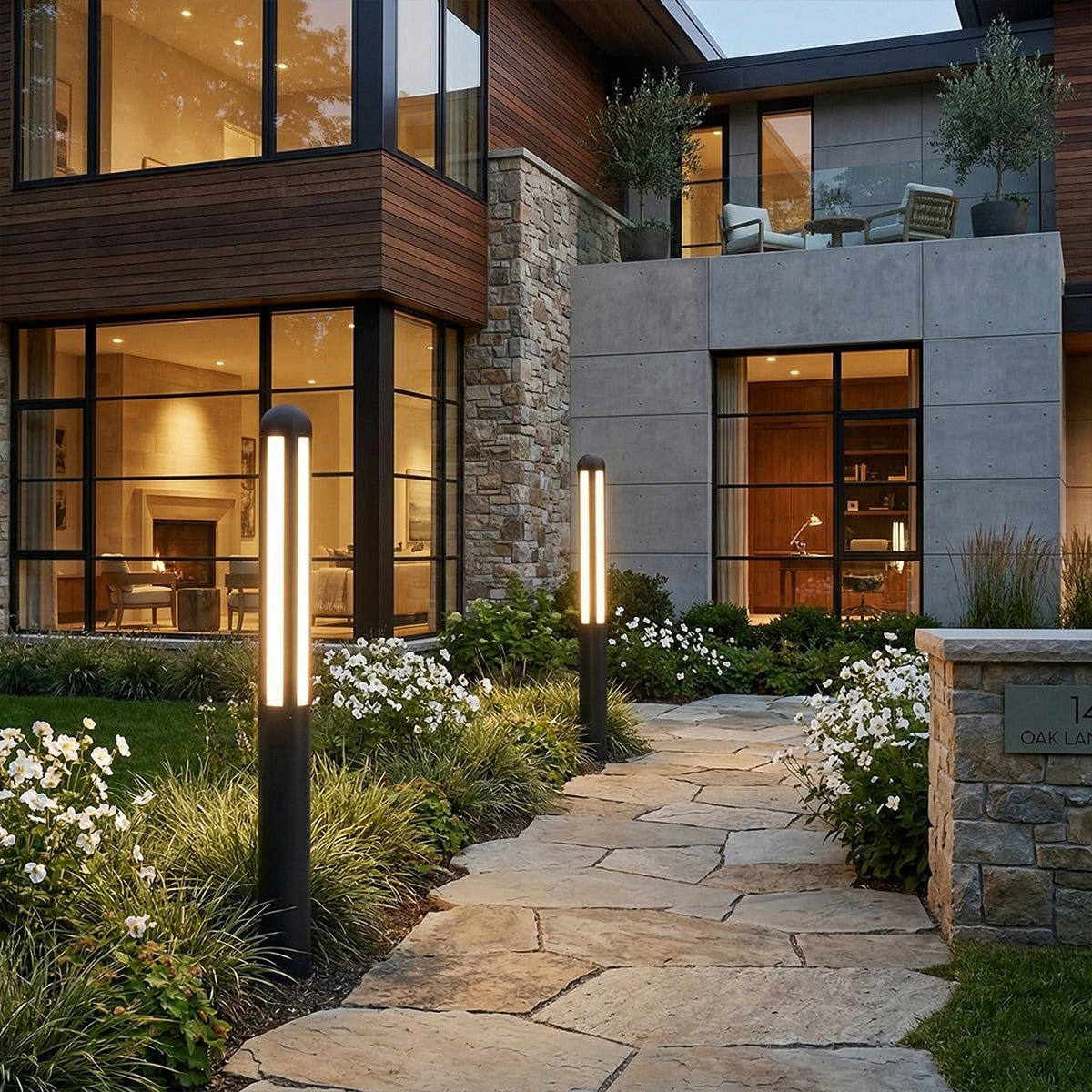 Modern Black Cylinder Waterproof LED Outdoor Path Post Light Street Lighting - Flare Shack