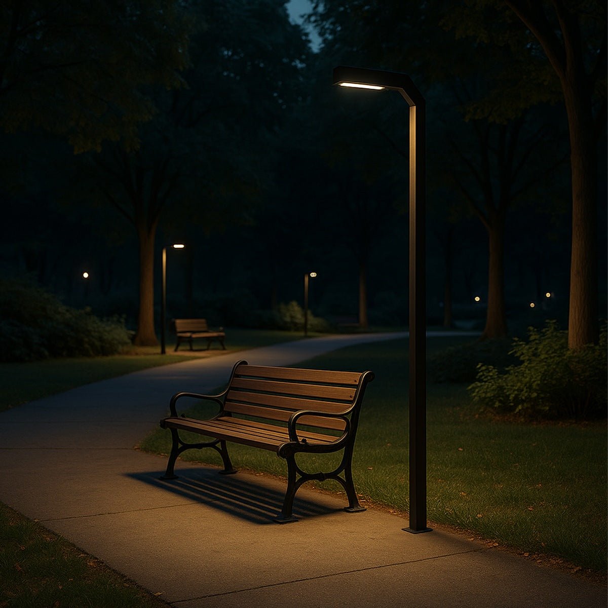 Modern Black LED Column Outdoor Pole Street Light - Flare Shack