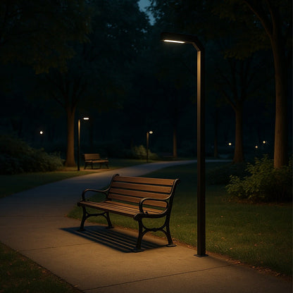 Modern Black LED Column Outdoor Pole Street Light - Flare Shack