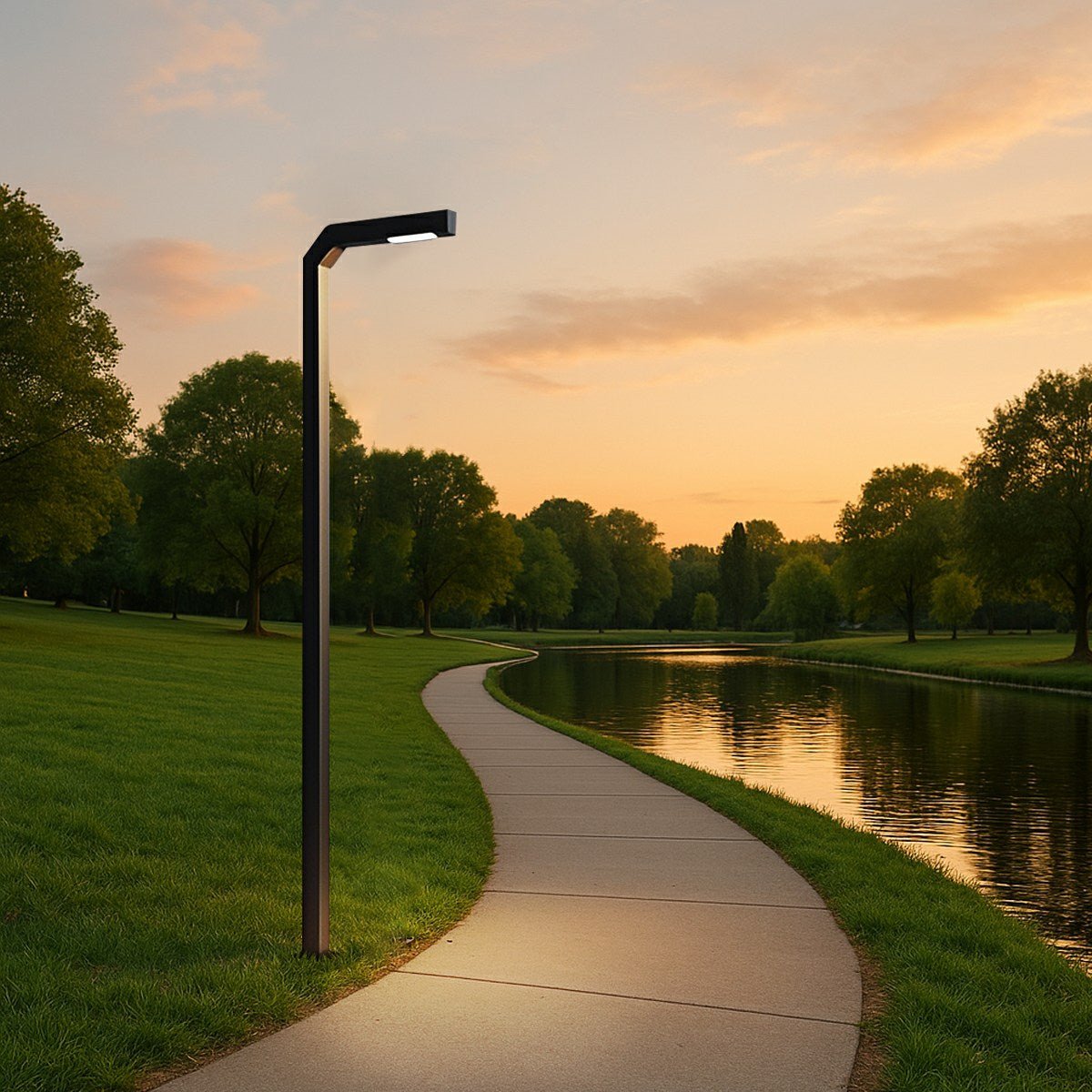 Modern Black LED Column Outdoor Pole Street Light