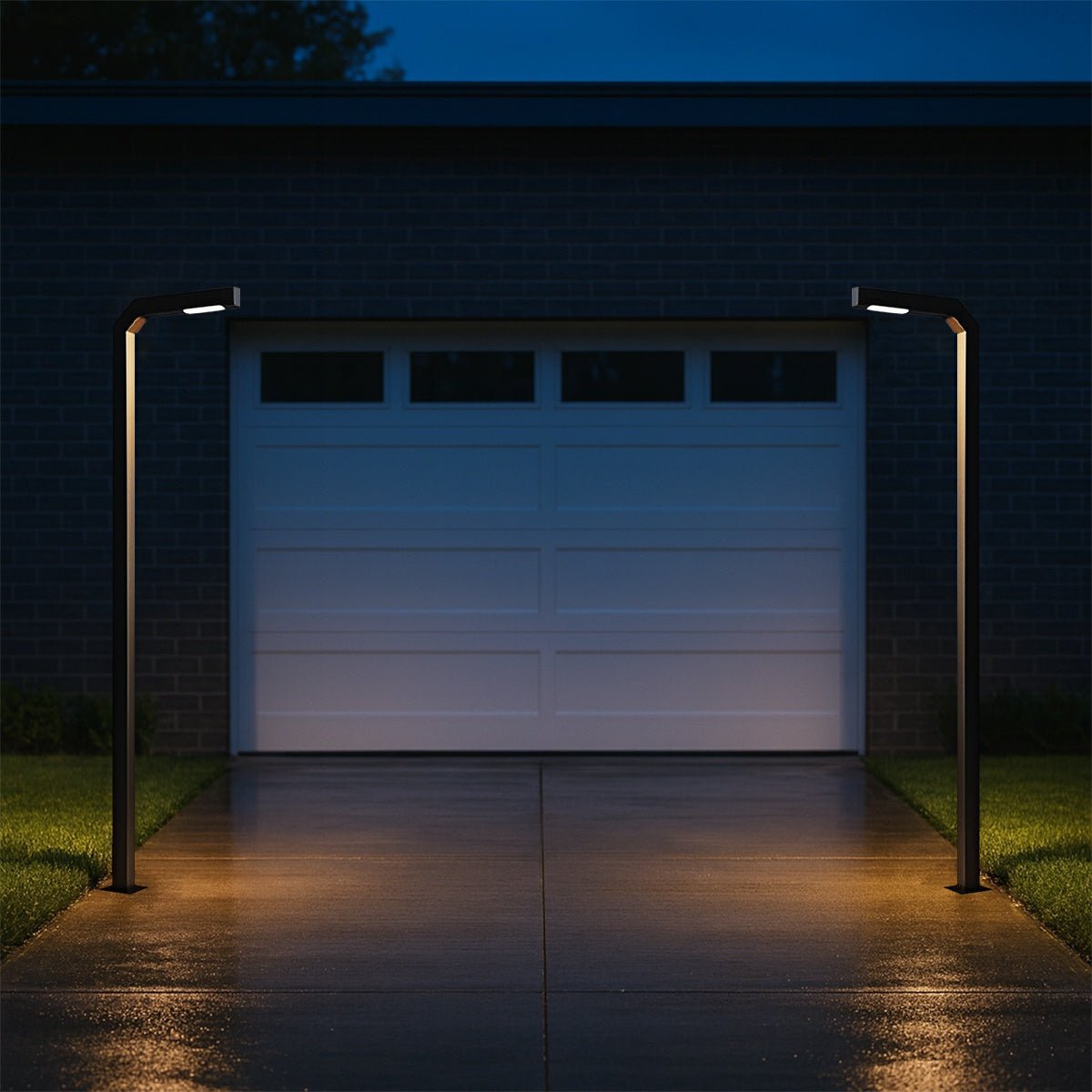 Modern Black LED Column Outdoor Pole Street Light - Flare Shack