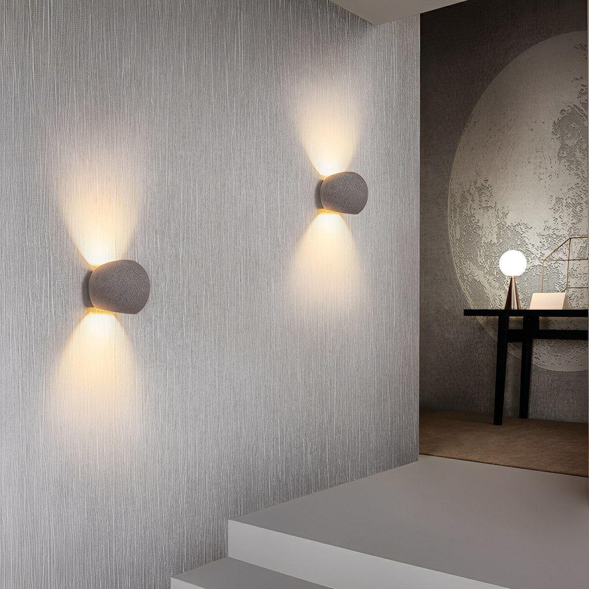 Modern Cement Egg - Shaped Up and Down LED Wall Sconces - Flare Shack