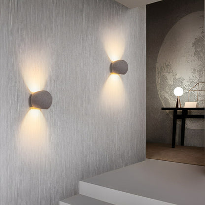 Modern Cement Egg - Shaped Up and Down LED Wall Sconces - Flare Shack