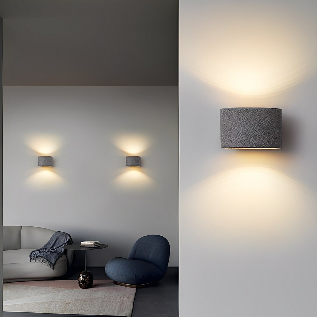 Modern Cement Oval Up and Down LED Wall Sconces - Flare Shack