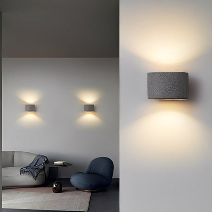 Modern Cement Oval Up and Down LED Wall Sconces - Flare Shack