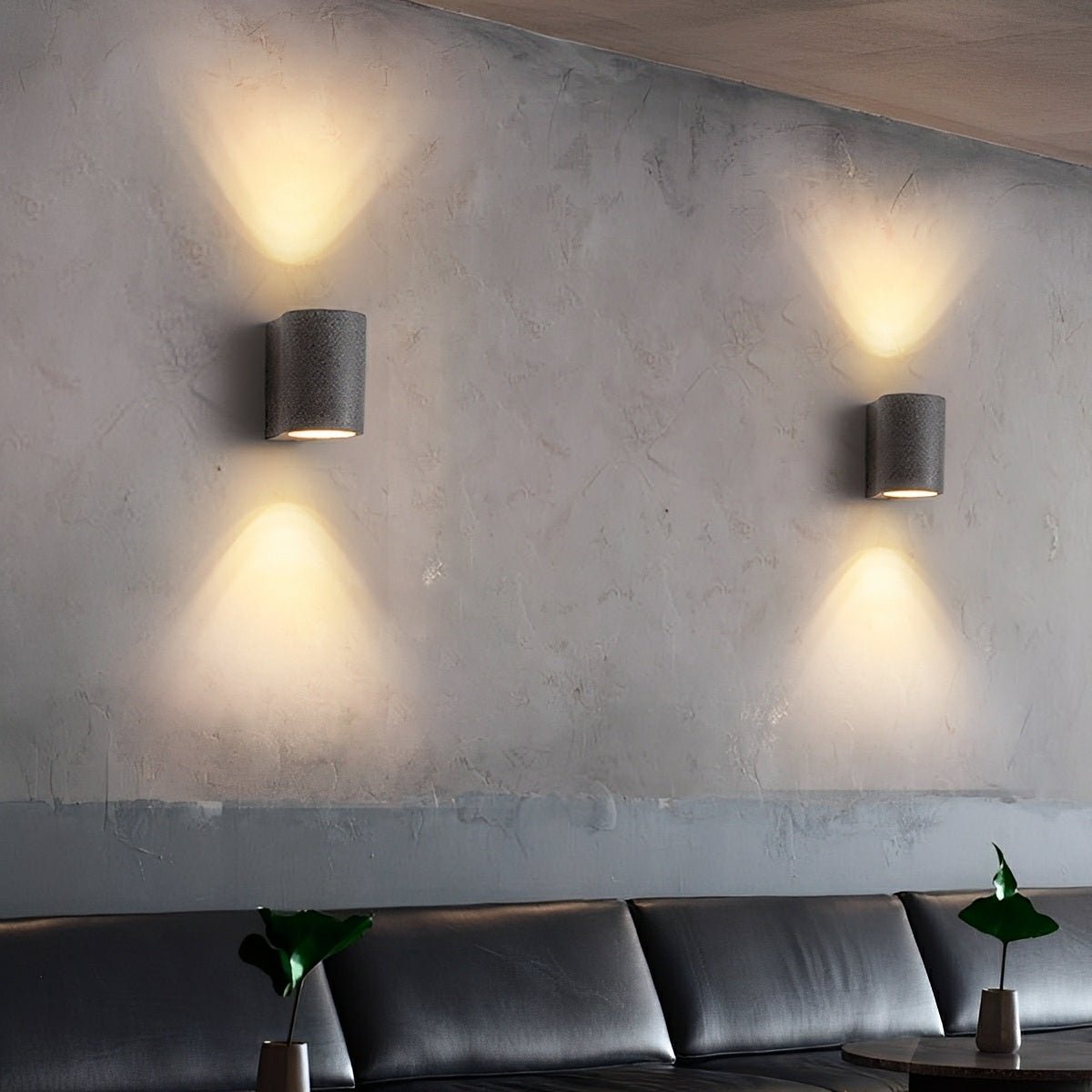 Modern Cement Oval Up and Down LED Wall Sconces - Flare Shack