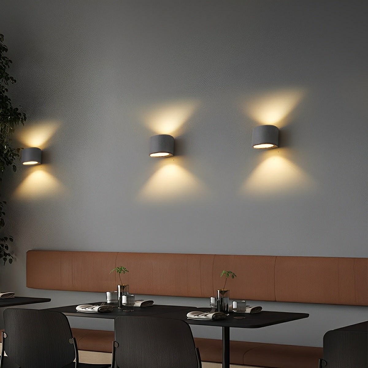 Modern Cement Oval Up and Down LED Wall Sconces - Flare Shack