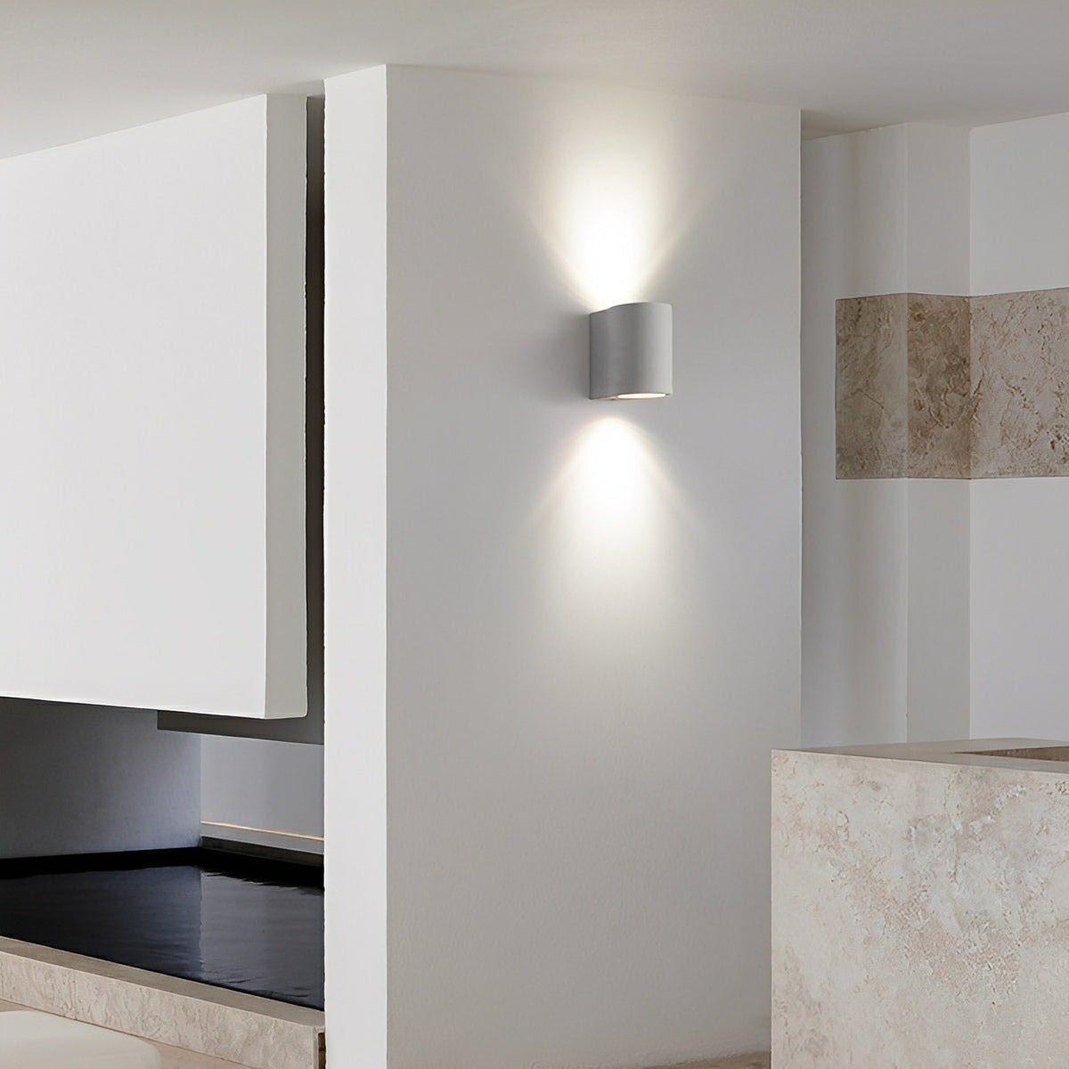Modern Cement Oval Up and Down LED Wall Sconces - Flare Shack
