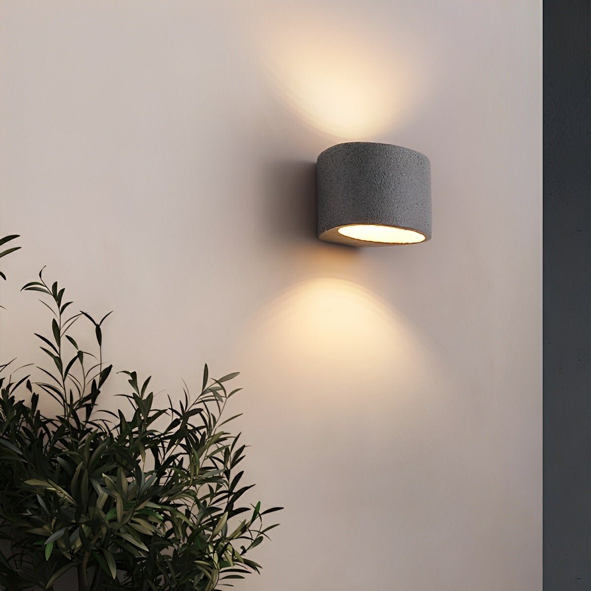 Modern Cement Oval Up and Down LED Wall Sconces - Flare Shack