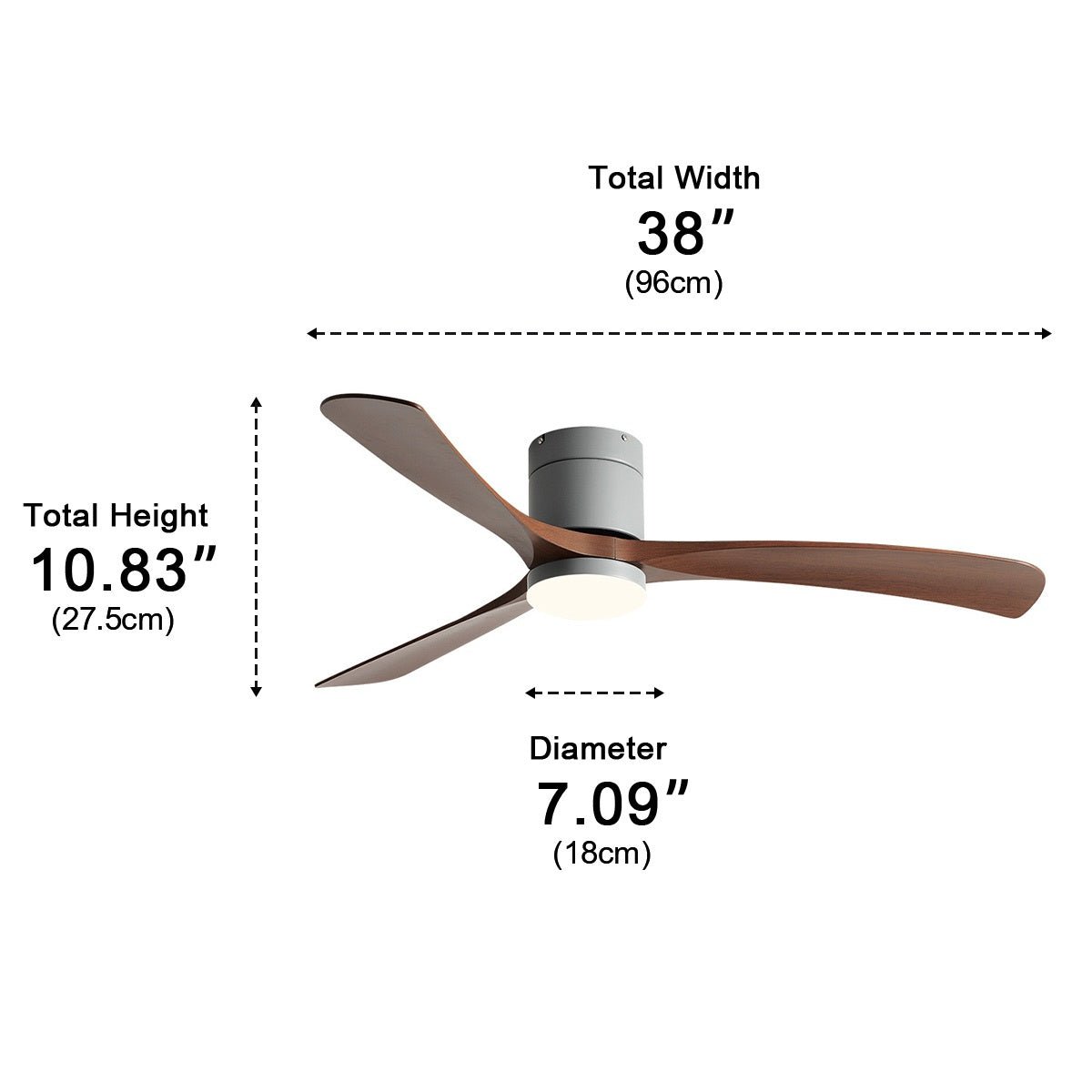 Modern Dimmable Ceiling Fan with Light