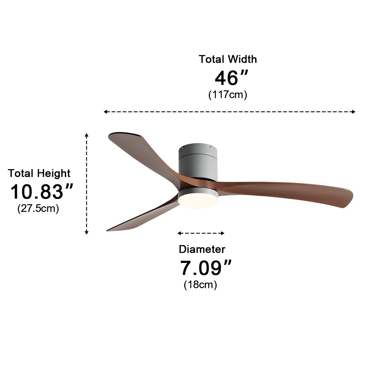 Modern Dimmable Ceiling Fan with Light