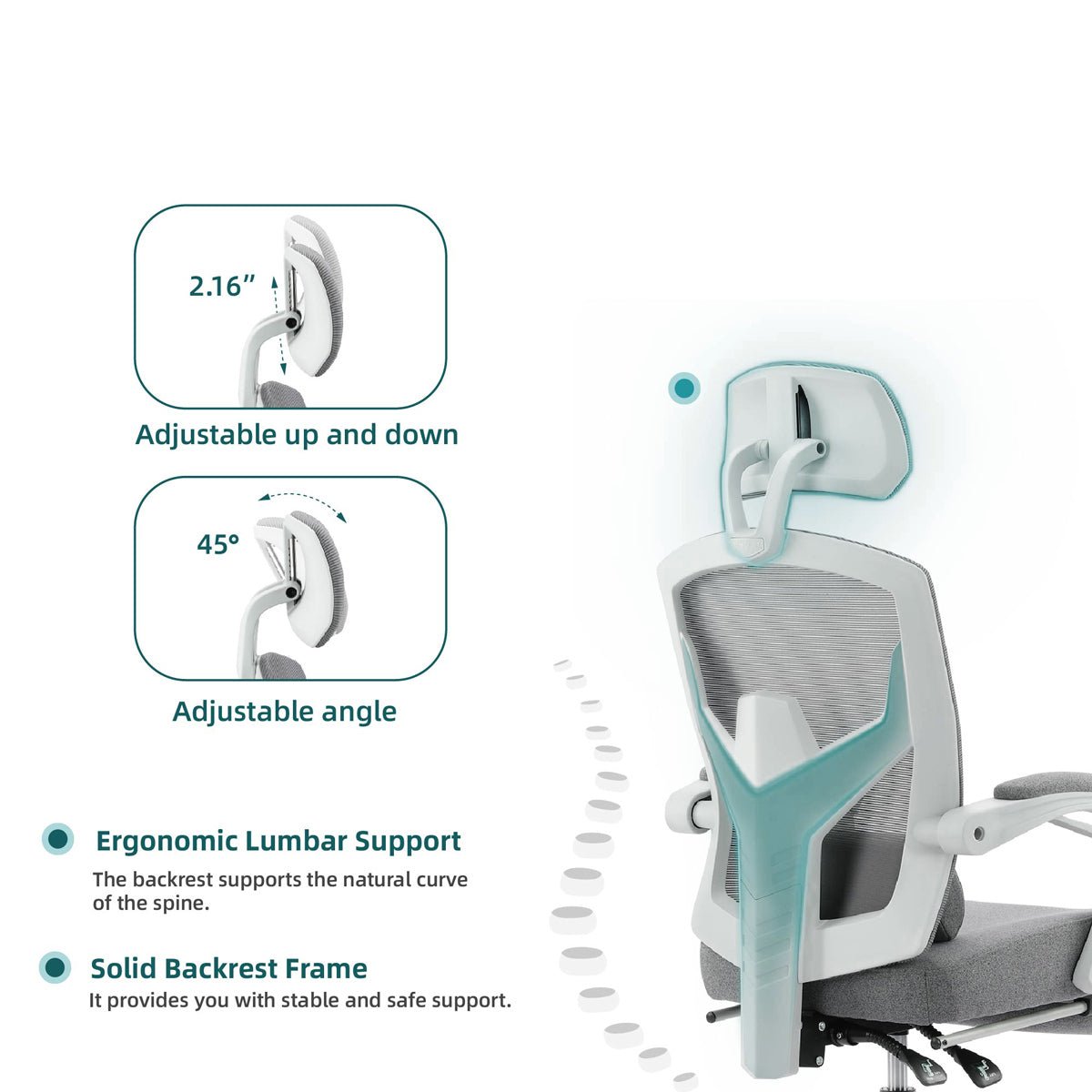 Modern Ergonomic Swivel Office Chair with Footrest & Lumbar Support