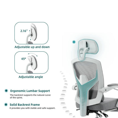 Modern Ergonomic Swivel Office Chair with Footrest & Lumbar Support