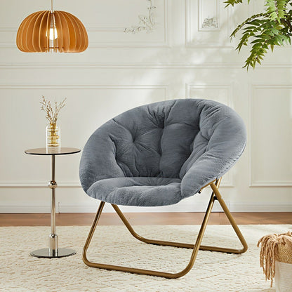 Modern Faux Fur Disc Chair – Bedroom, Living Room - Flare Shack