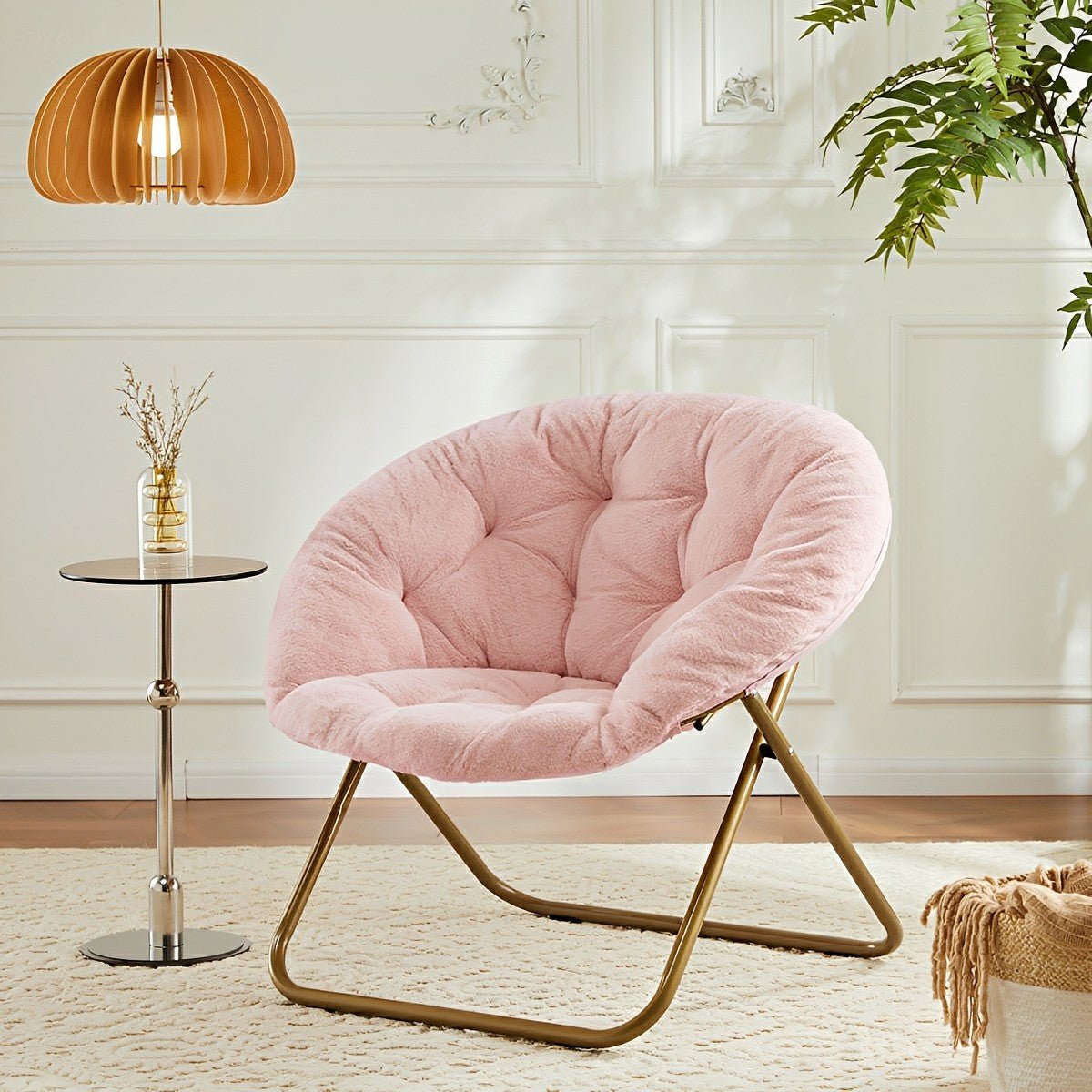 Modern Faux Fur Disc Chair – Bedroom, Living Room - Flare Shack
