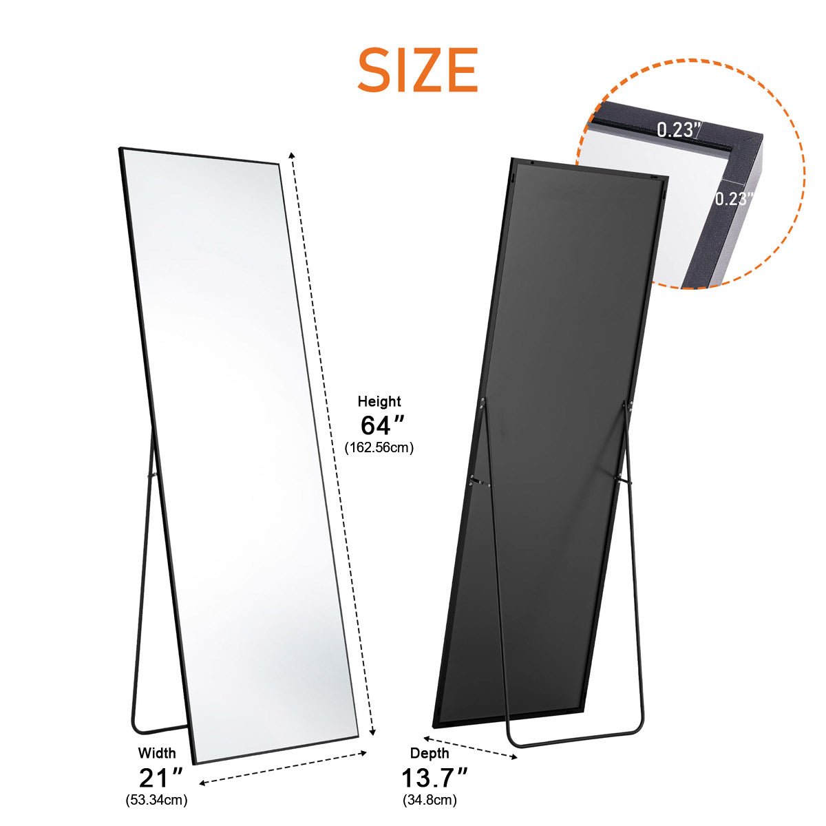 Modern Full Body Standing Floor Mirror Wall Mirror with Stand
