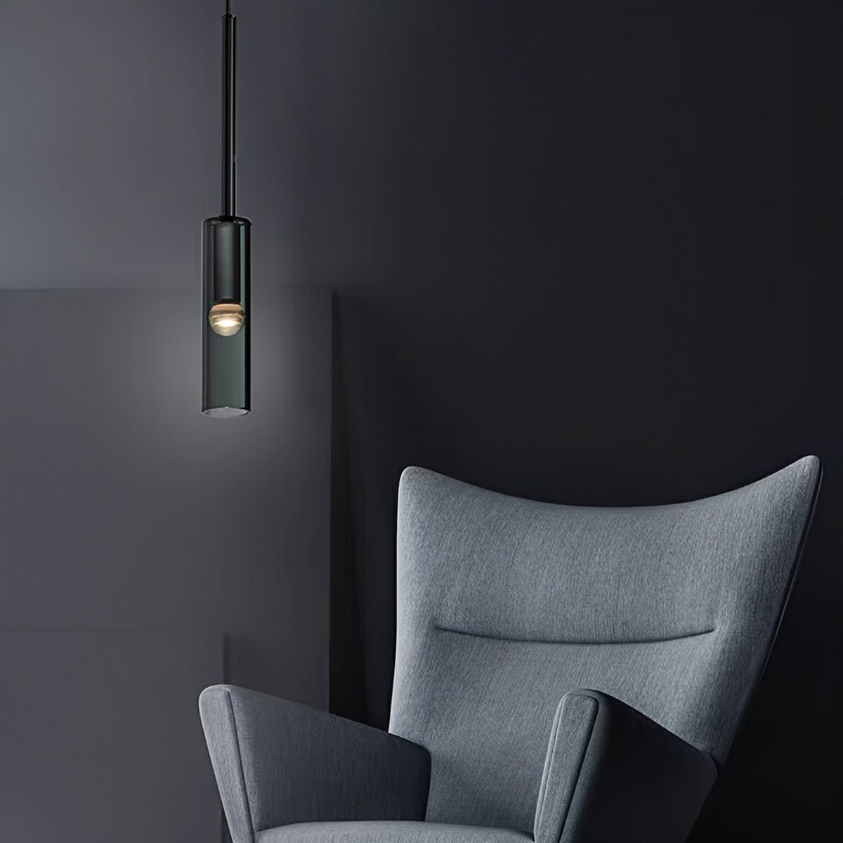 Modern Gray Cylindrical Crystal LED Pendant Light