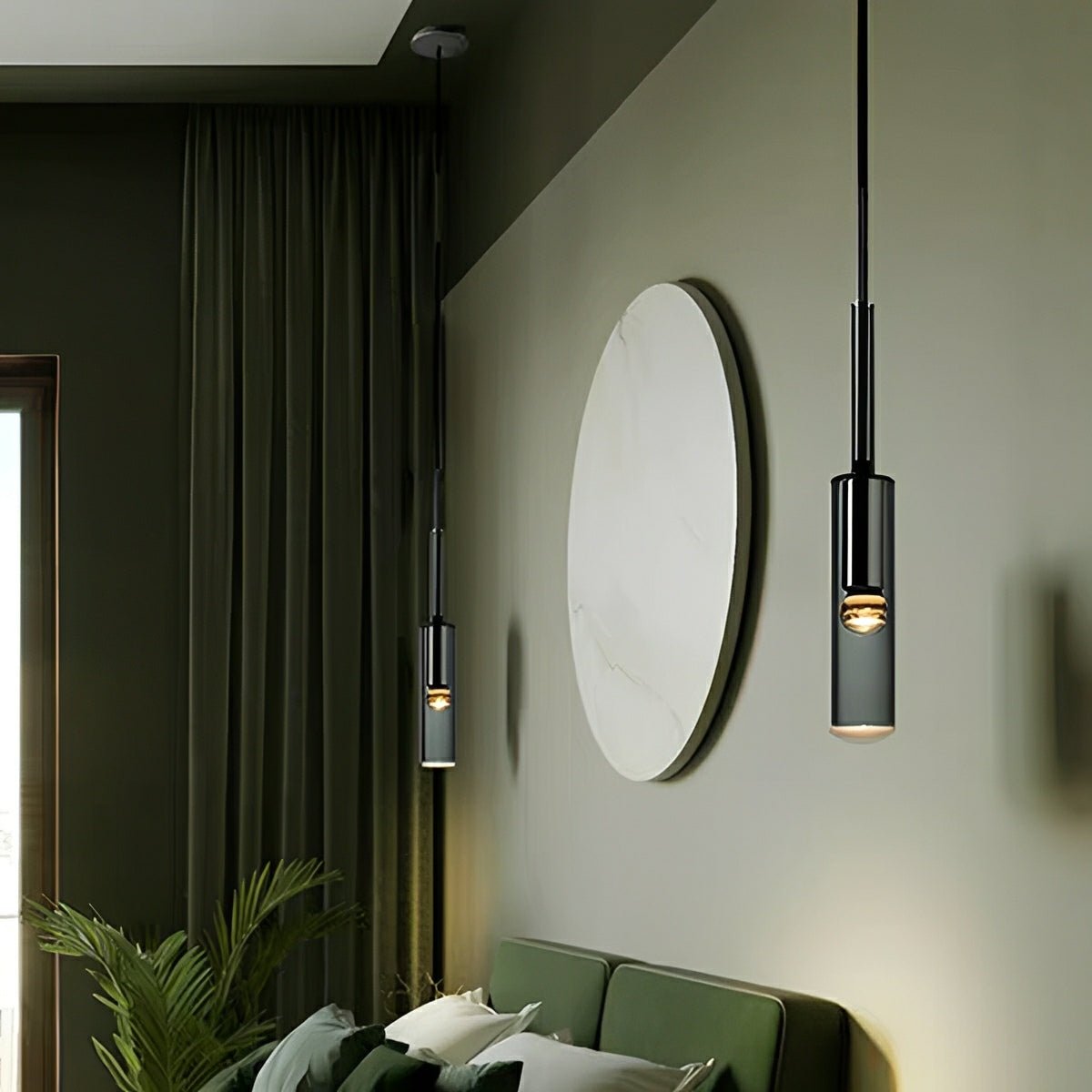 Modern Gray Cylindrical Crystal LED Pendant Light