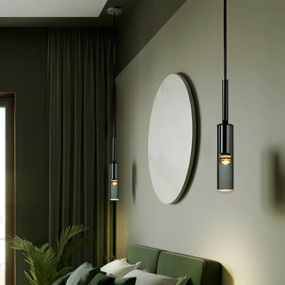 Modern Gray Cylindrical Crystal LED Pendant Light