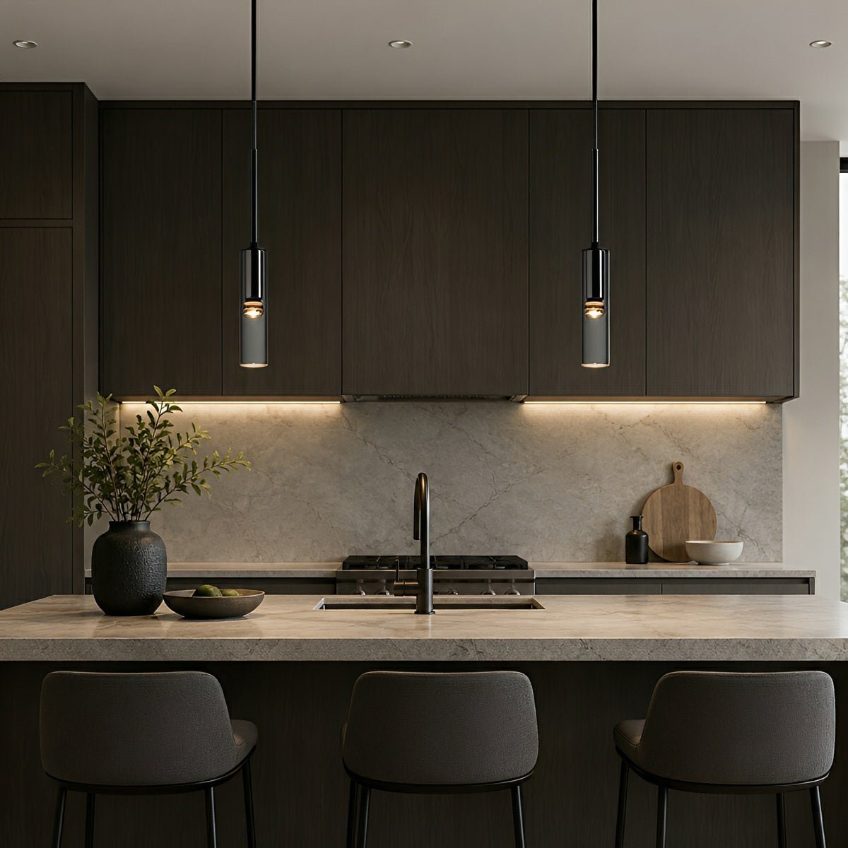 Modern Gray Cylindrical Crystal LED Pendant Light - Flare Shack