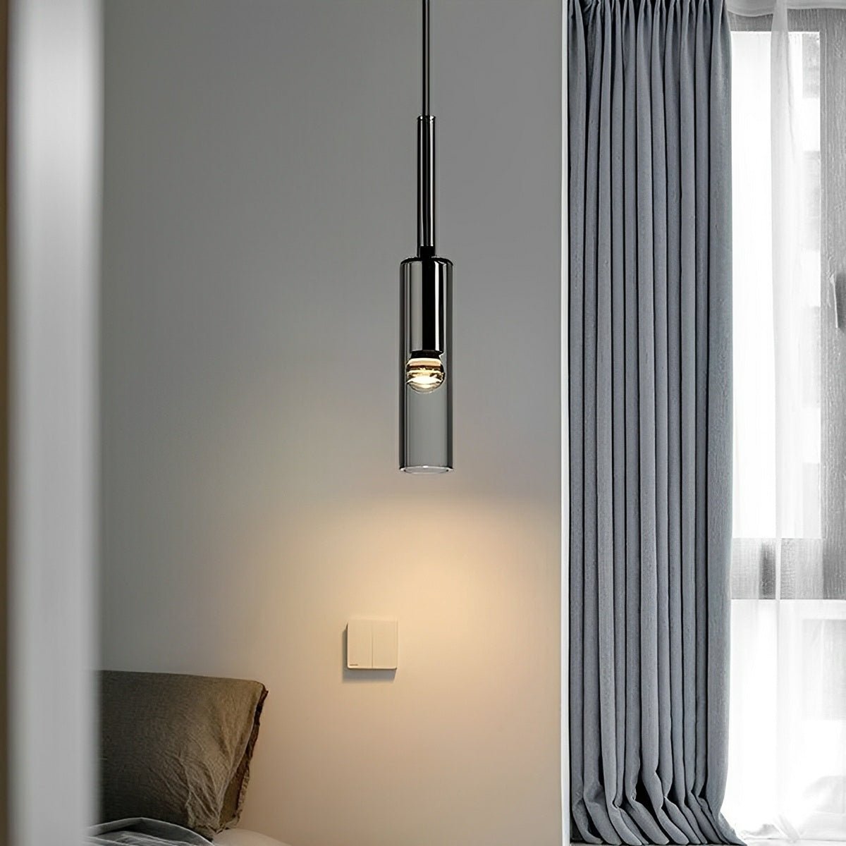 Modern Gray Cylindrical Crystal LED Pendant Light - Flare Shack