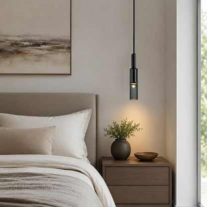 Modern Gray Cylindrical Crystal LED Pendant Light - Flare Shack