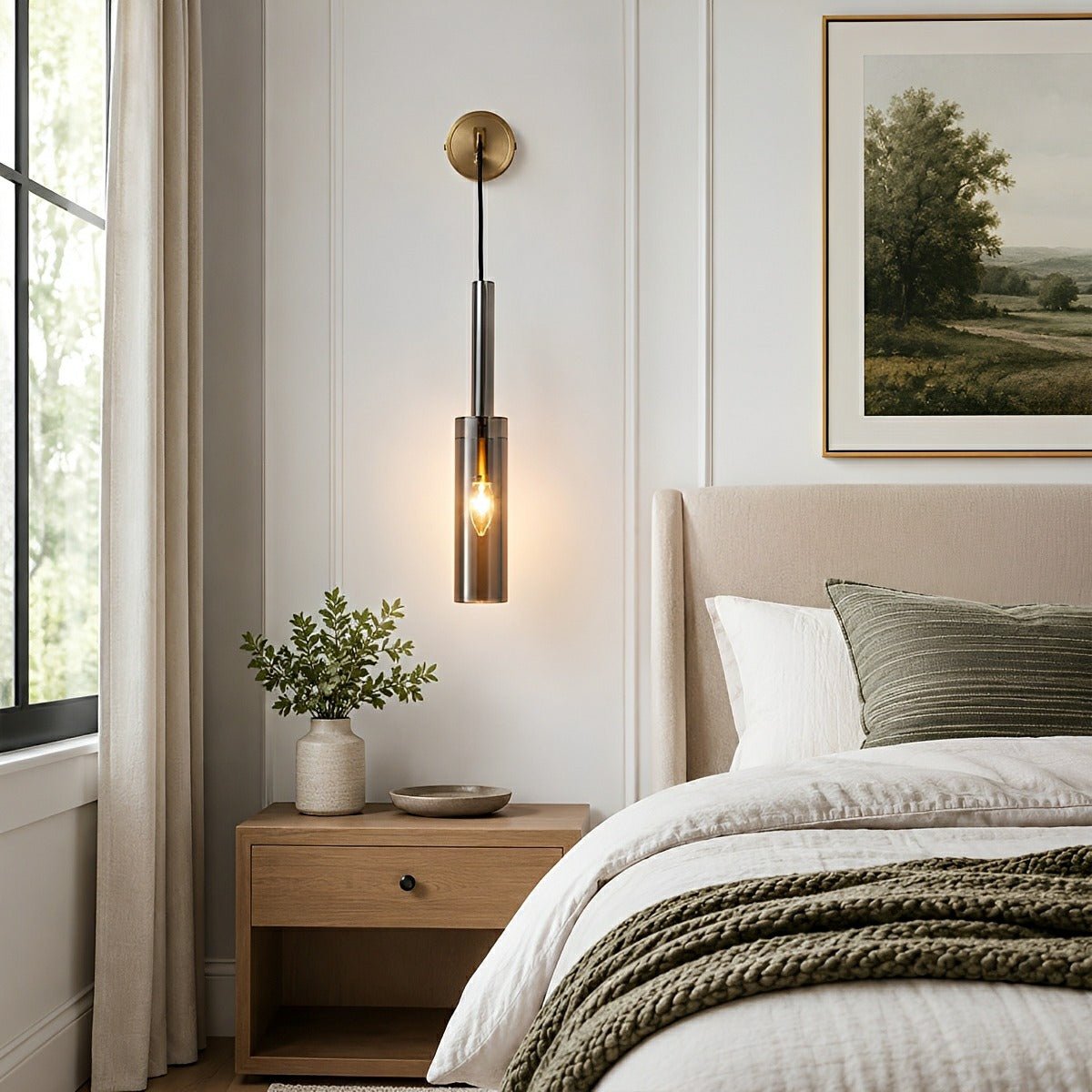 Modern Gray Cylindrical Crystal Wall Sconce