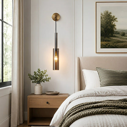 Modern Gray Cylindrical Crystal Wall Sconce
