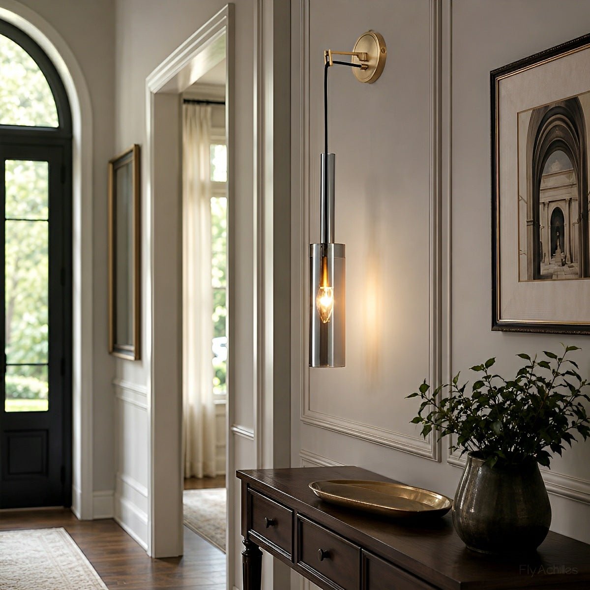 Modern Gray Cylindrical Crystal Wall Sconce