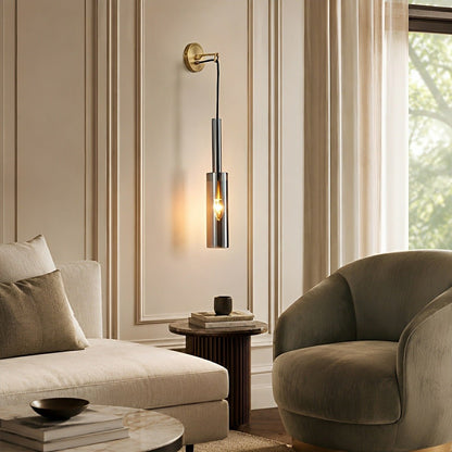 Modern Gray Cylindrical Crystal Wall Sconce - Flare Shack