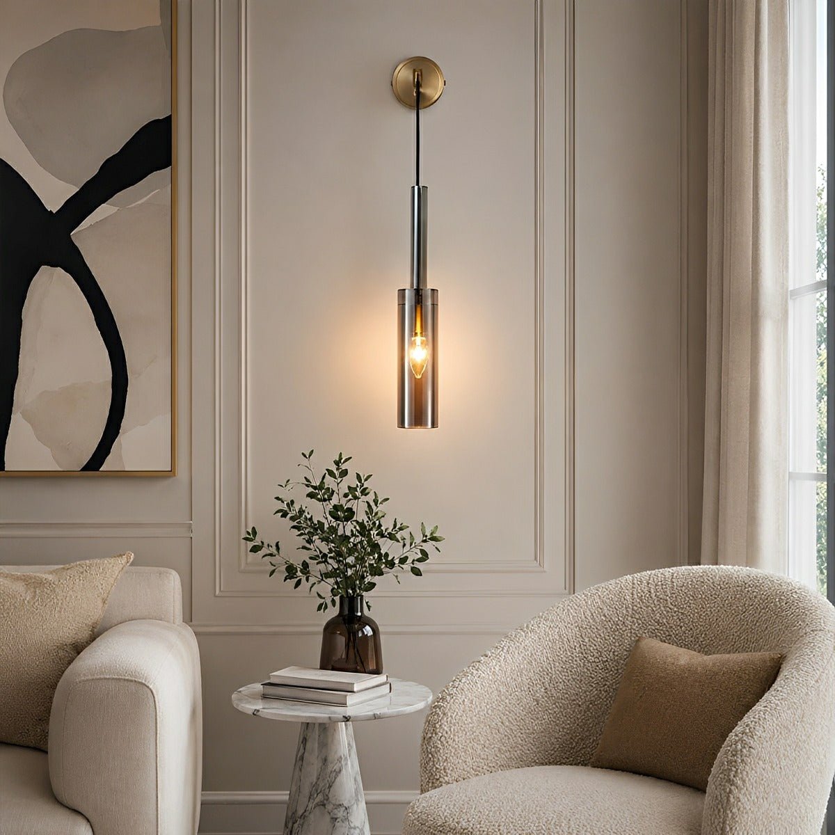 Modern Gray Cylindrical Crystal Wall Sconce